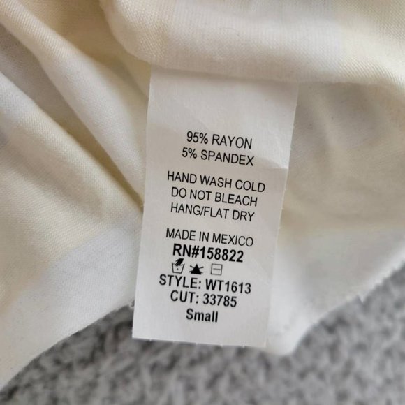 Wst Cst Womens Crop Top White Yellow Stripe Short Sleeve Stretch Pullover S New - Picture 8 of 9